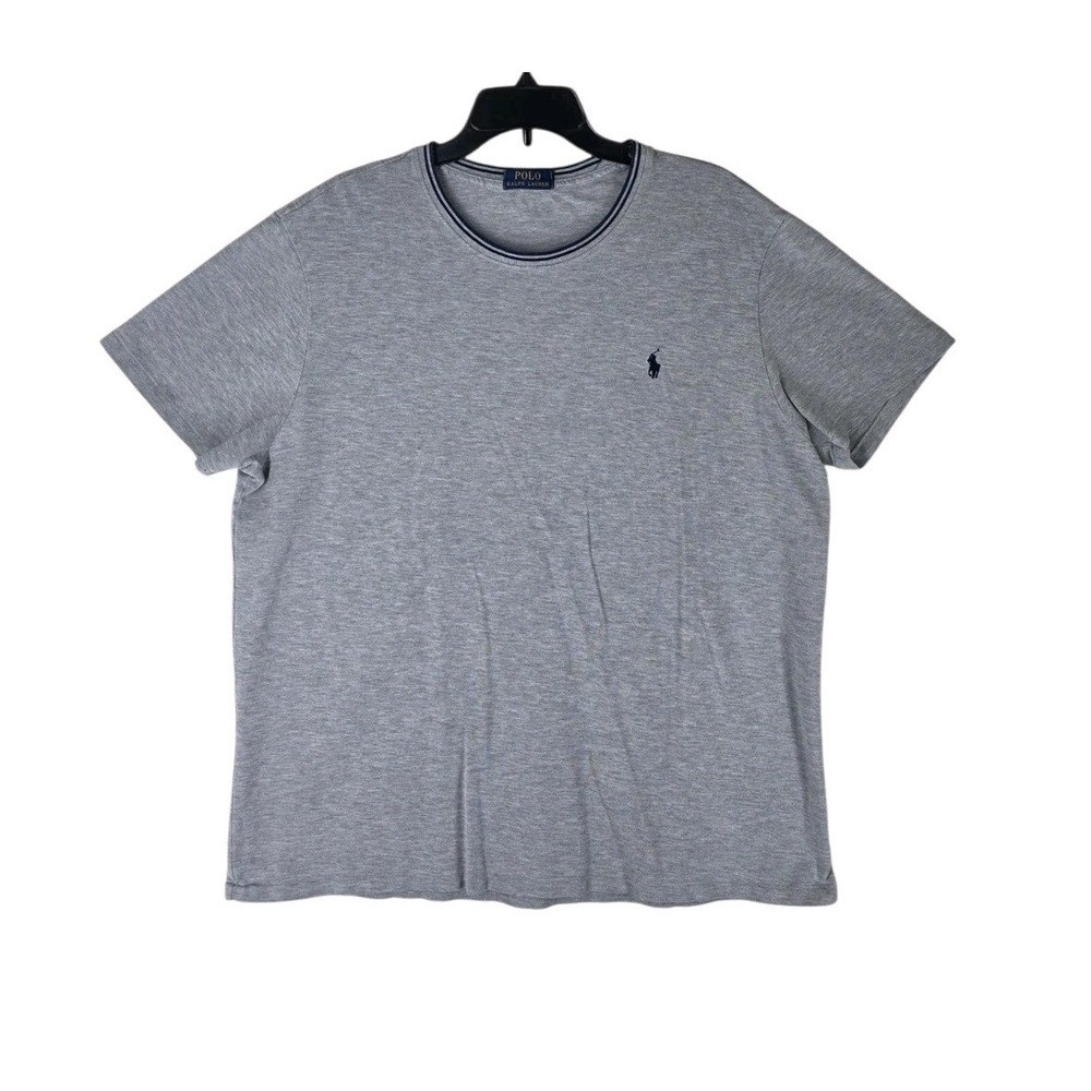 Vtg Polo Ralph Lauren Shirt Mens XL Heather Gray Ringer Crew Neck Pony Logo SS